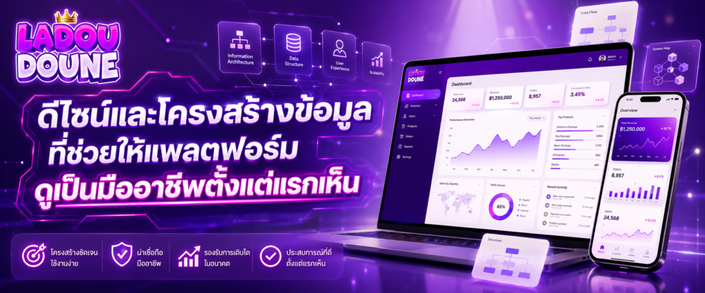 ดีไซน์และโครงสร้างข้อมูลที่ช่วยให้แพลตฟอร์มดูเป็นมืออาชีพตั้งแต่แรกเห็น